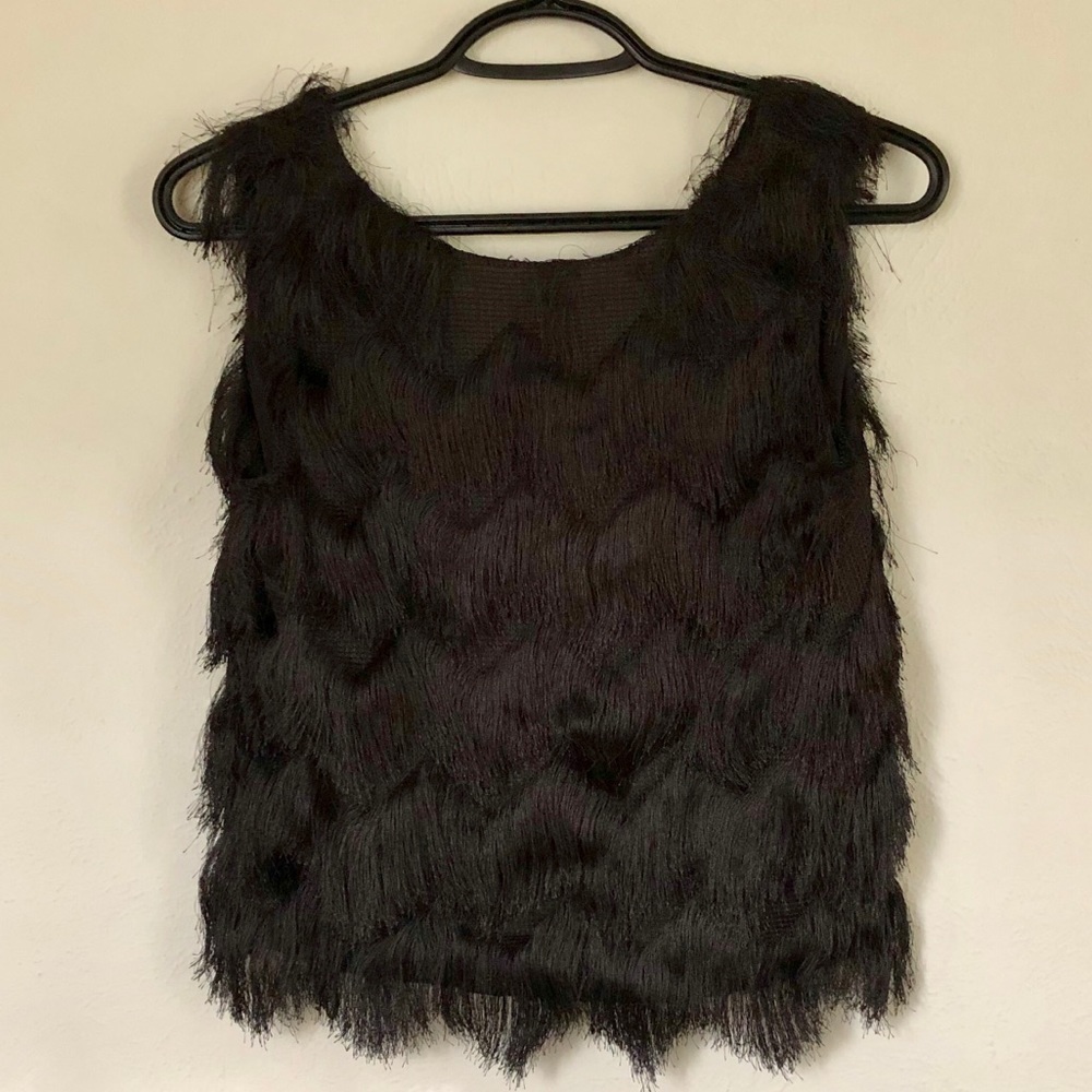 Zara Black Fuzzy Tank Sz Small
